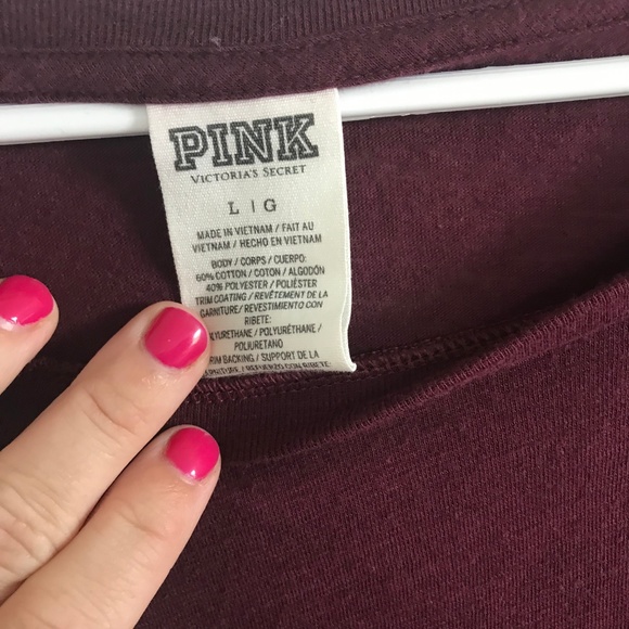 4/$25 Pink VS Longsleeve Maroon Top Large - Picture 3 of 4